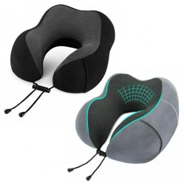 Memory Foam Travel Pillow Neck Support Cushion Without Carry Bag Ear Plugs Mask