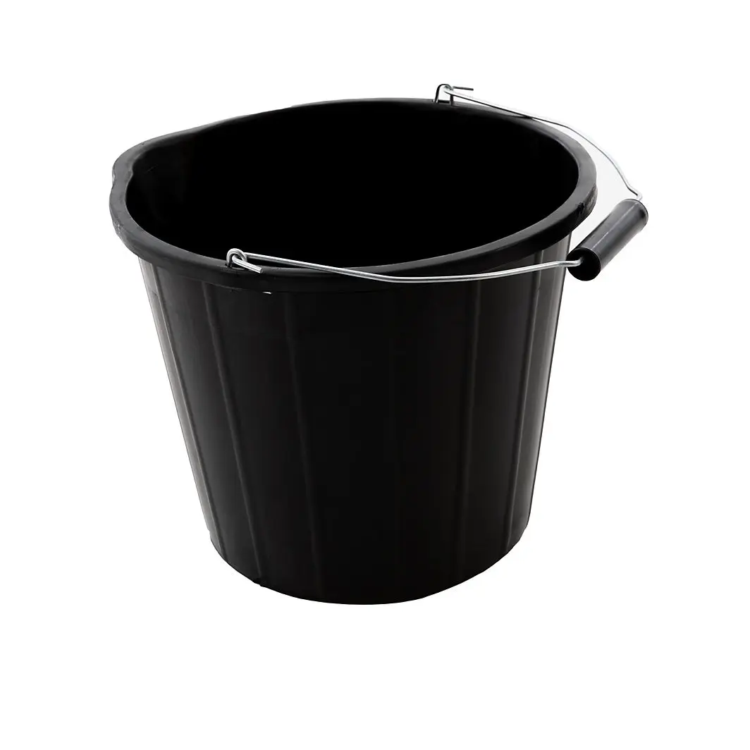 Proplas Black 14L Bucket Plastic Metal Grip Handle