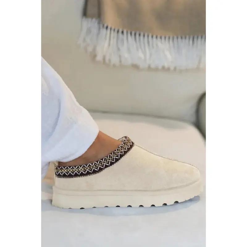Faux Suede Embroidered Cozy Slippers Walking Shoes Footwear 4