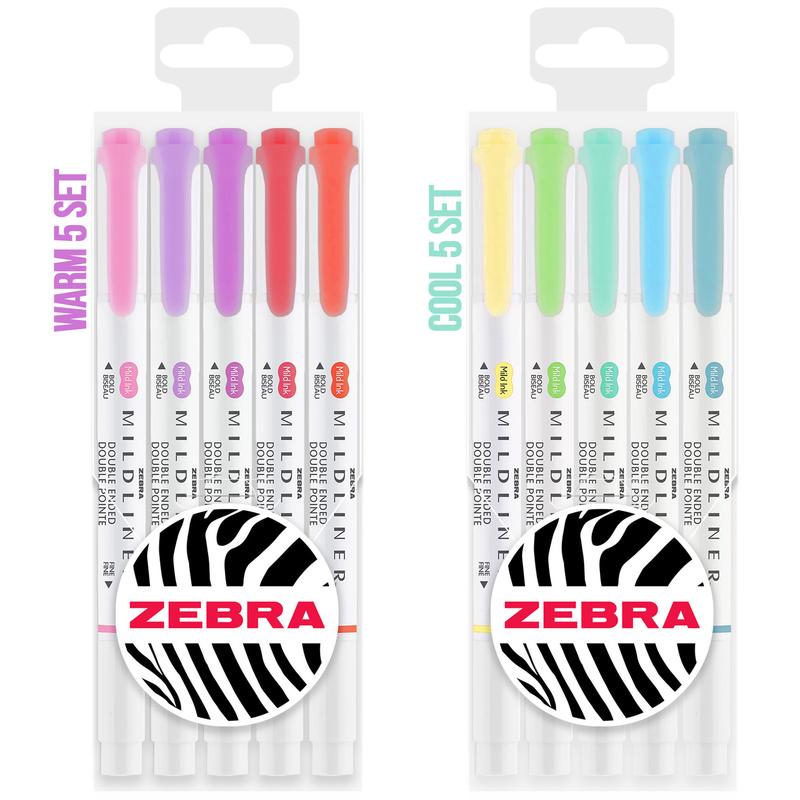 Zebra Pen Mildliner Highlighter Pens | Wallets of 5 | Brush & Fine Tips | Double Ended Markers | Ideal for Revision, Journaling, Calligraphy etc. 3