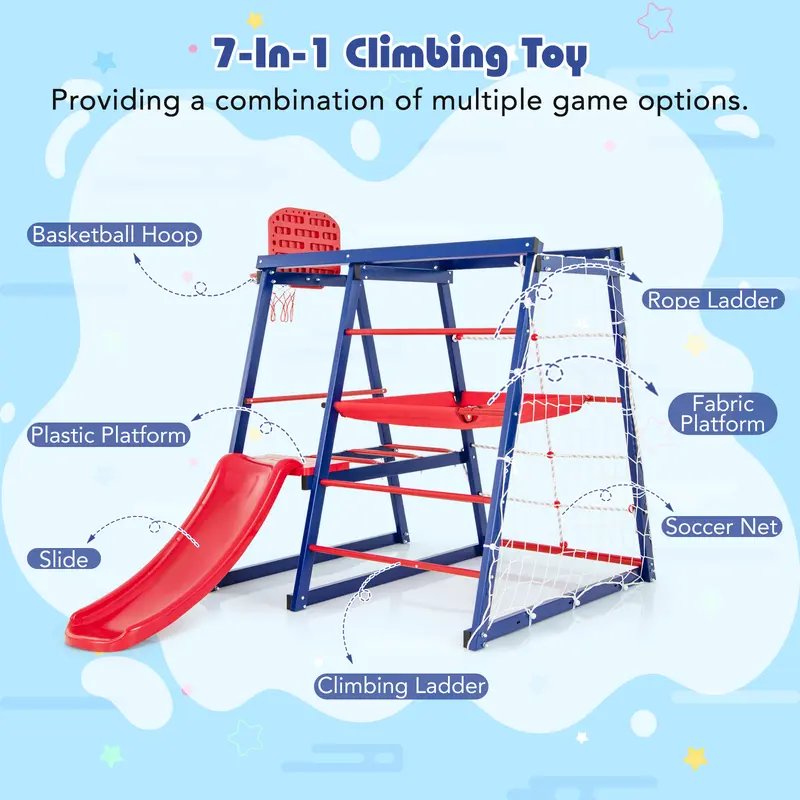 COSTWAY 7 In 1 Kids Jungle Gym Set for Toddlers Ages 3-7 4
