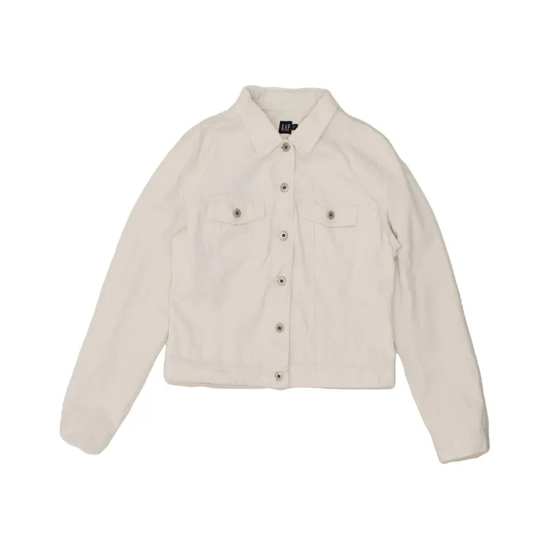 Pre-Owned Vintage GAP Womens Crop Denim Jacket UK 16 Large White Cotton 0