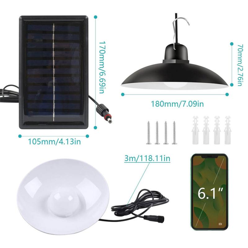 2 Heads LED Solar Powered Pendant Hanging Light Garden Yard Barn Shed Lighting 5
