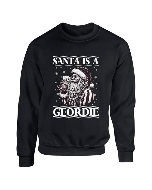 Santa Is A Geordie Christmas Sweatshirt, Newcastle Christmas Jumper, I Won't Be Home For Tea Newcastle, NUFC Top, Funny Xmas Jumper 2