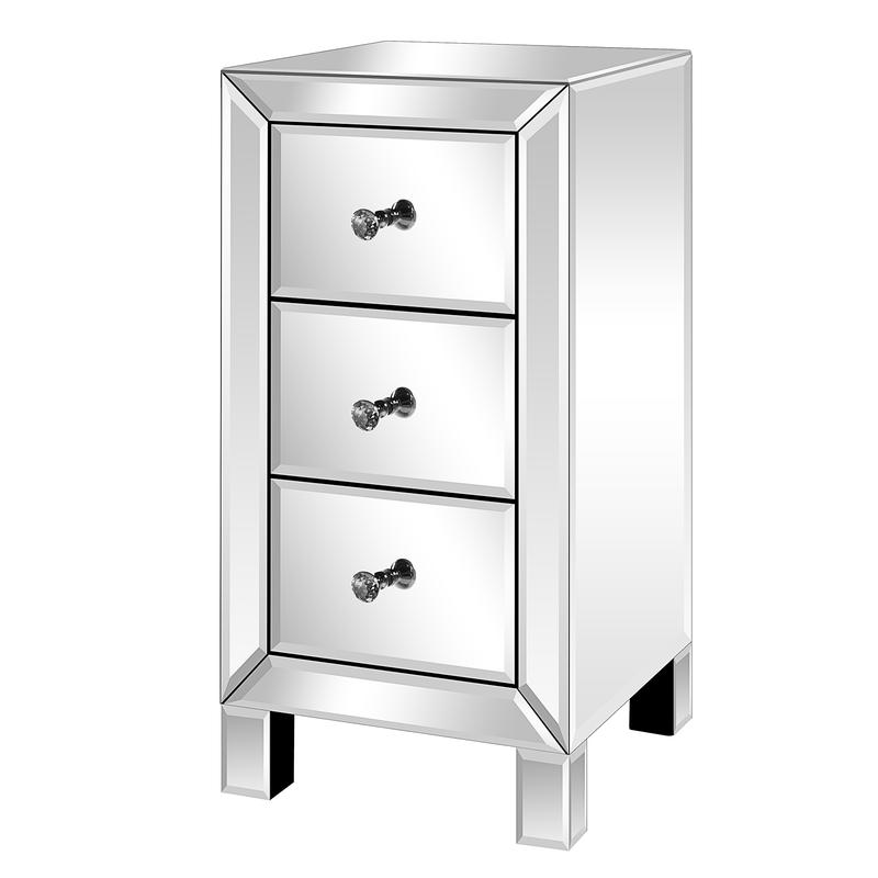 Contemporary Bedside Table with Drawers - Modern Mirrored Nightstand 3-Drawer Design for Stylish Bedroomécor 6