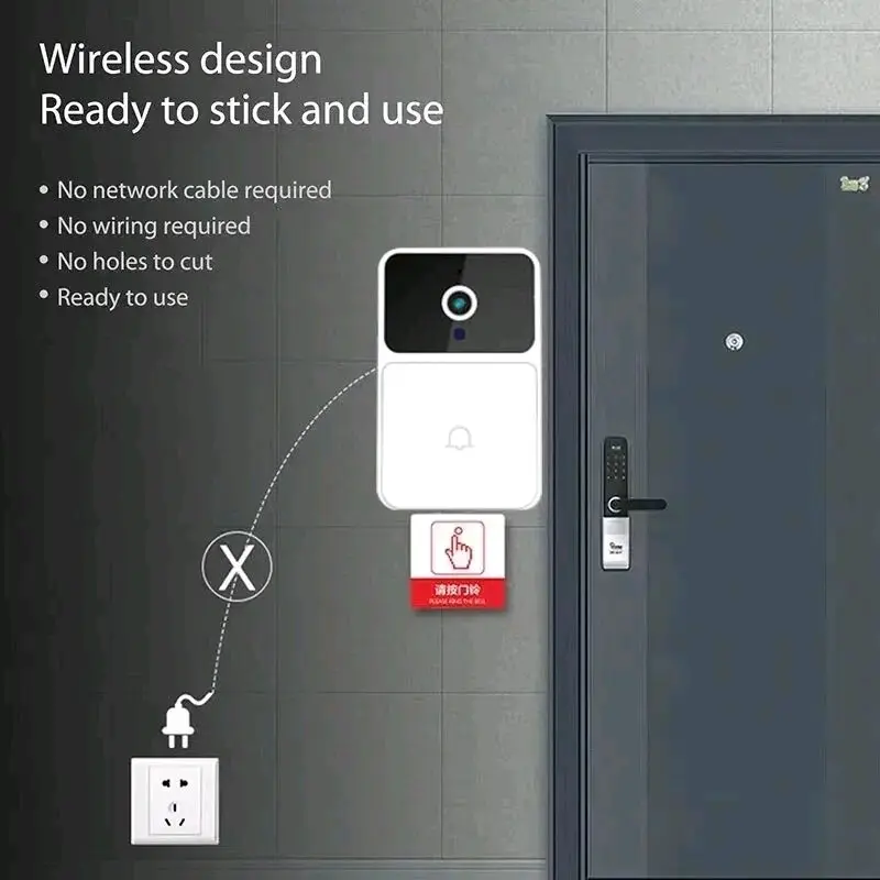 Intelligent Wireless Remote Video, High-Definition Night Vision Doorbell, WiFi Rechargeable Safety Doorbell Camera, Two-Way Call, Photo, Recording, Application Control, For Home Safety 2