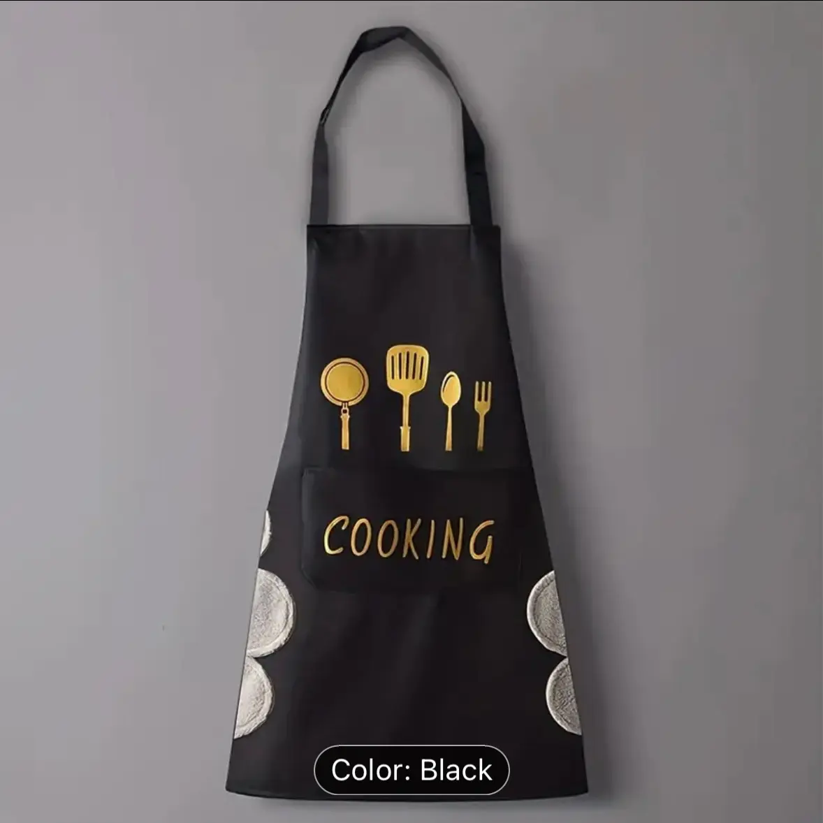 Waterproof Kitchen Apron with Hand Wipe Pockets - Large, Durable PVC Cooking & Baking Apron for Women