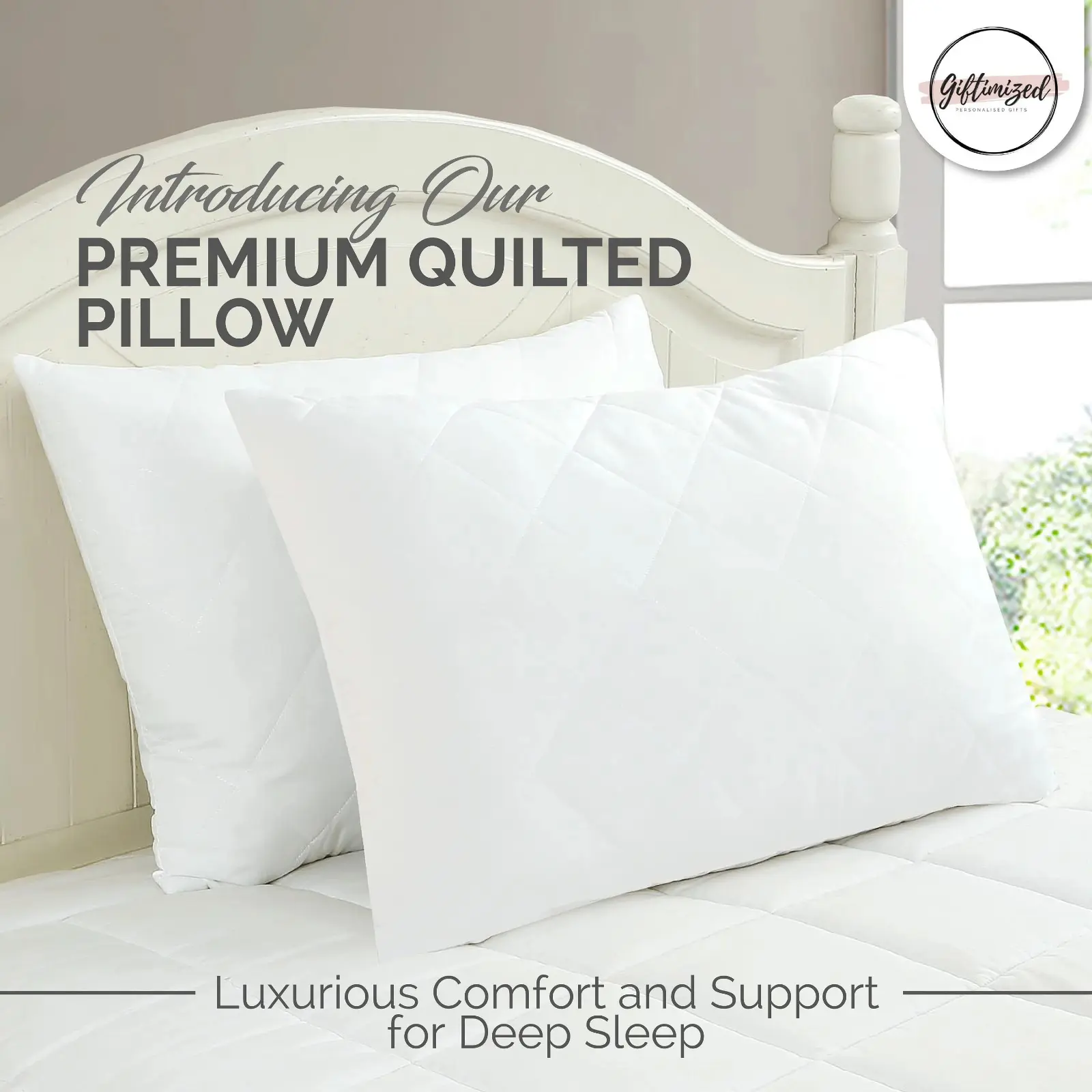 Luxury Quilted Pillows Premium Filled Comfort and Support for Deep Sleep Anti-Allergenic, Anti-Dust Mite Hotel Super Bounce Back Medium Firm