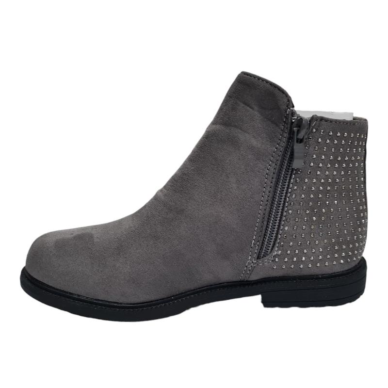 Girls grey stylish studded fashion boot with side zip 2