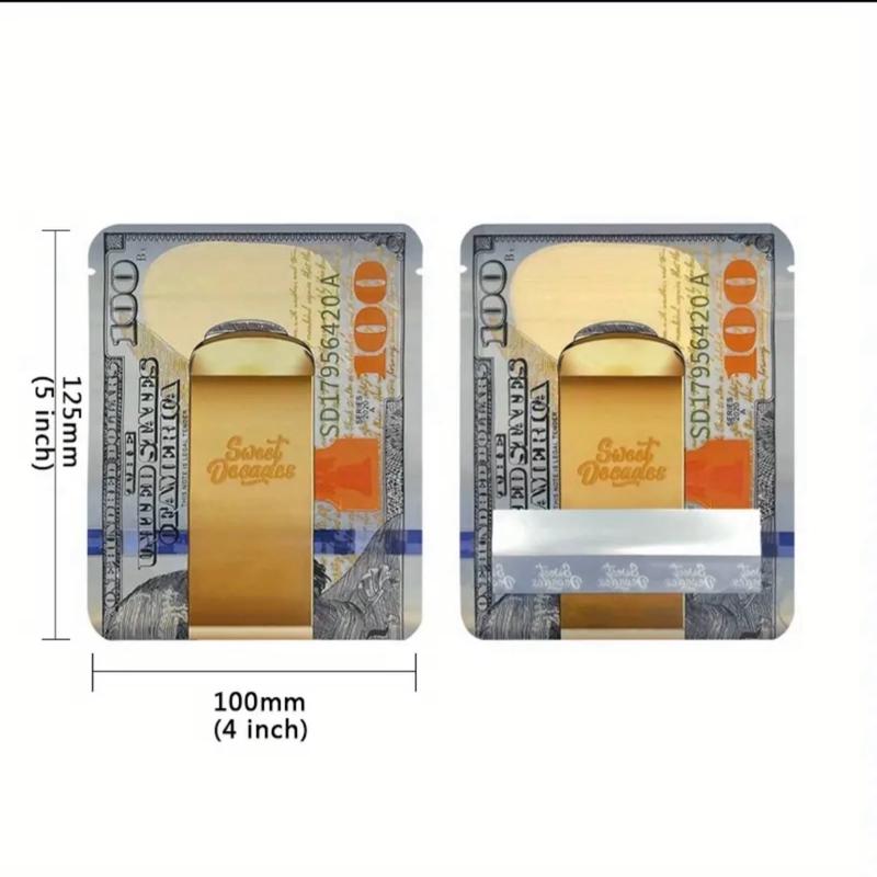 100pcs Dollar Sign Pattern Mylar Bags 3.5 Grams - Smell-Proof & Lightweight Money Bags! - Organiser 0