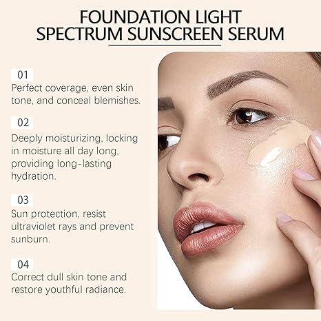 4 in 1 Moisturizing Full Coverage Liquid Foundation TrueMatch Color Changing Foundation with Sunscreen Light and Medium Spectrum Makeup Primer for All Skin Types 3