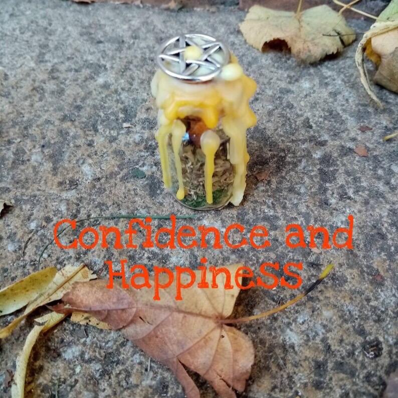Powerful handmade witch bottle spell jars carry or place in home, choose your intention whether it’s money, luck, love, weight loss, protection. Containing herbs and oils and sealed with wax 1