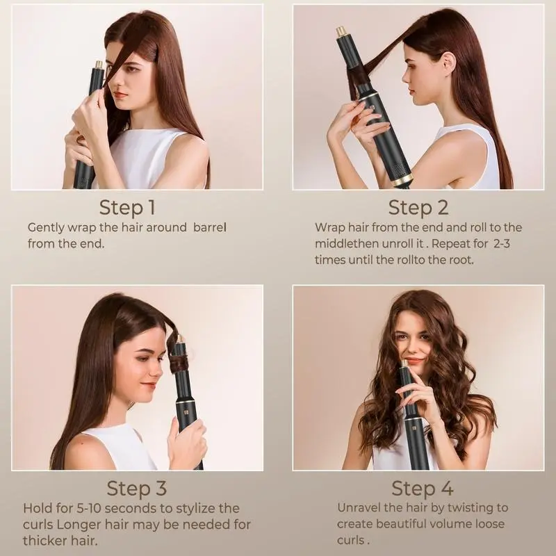 5 in 1 Multifunctional Hair Stylers, 1 Set Professional Hair Straight Curling Blow Dryer with Replacement Heads, Hair Styling Tool for Home & Salon Use, Hair Products 3