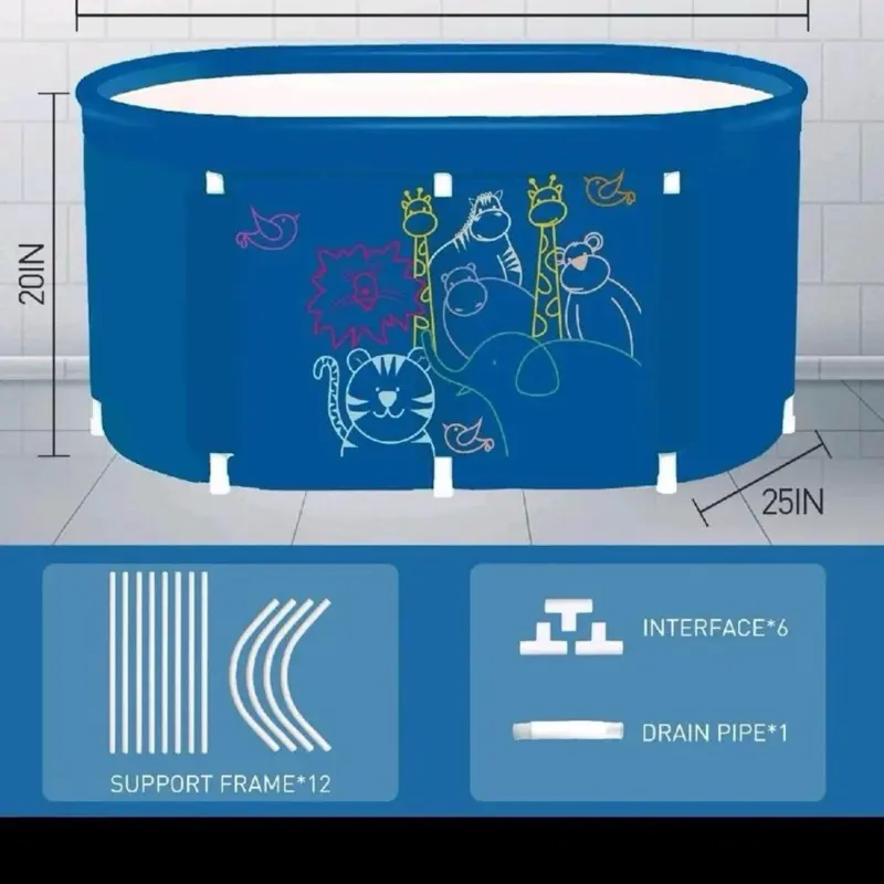 Warm Spa Soaking Barrel PVC Bucket Ice Bathtub - Portable Folding Bathtub for Adults and Kids