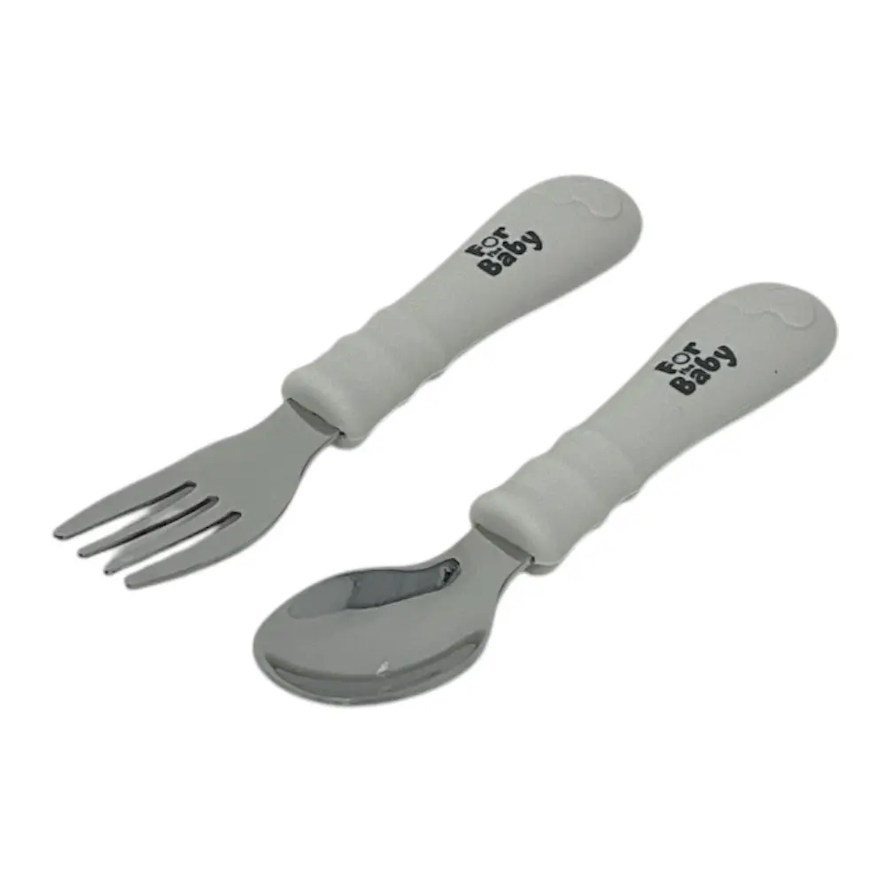 Silicone and Stainless Steel Fork and Spoon