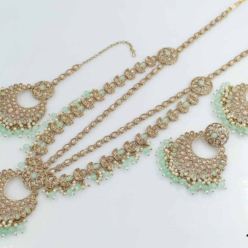 Beautiful Reverse Ad Long Mala Necklace with Tikka and earrings 4