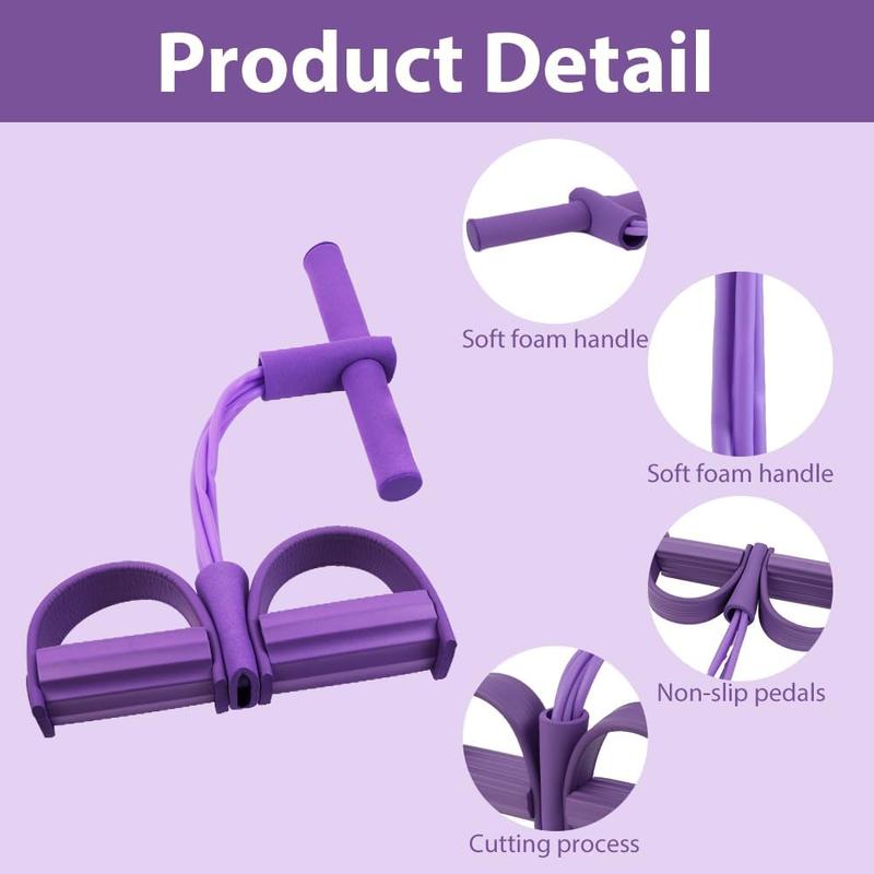 Multifunction Resistance Training, 4 Tube Pedal Resistance Band, Sit-up Pull Rope Fitness, Tension Rope Sport Trainer, Tummy Trimmer, Home Gym Equipment for Women/Men pull  rope tight  rope 3