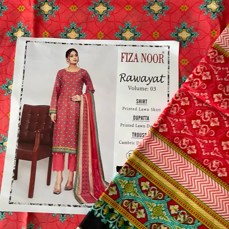 unstitched lawn digital print original fiza noor 4