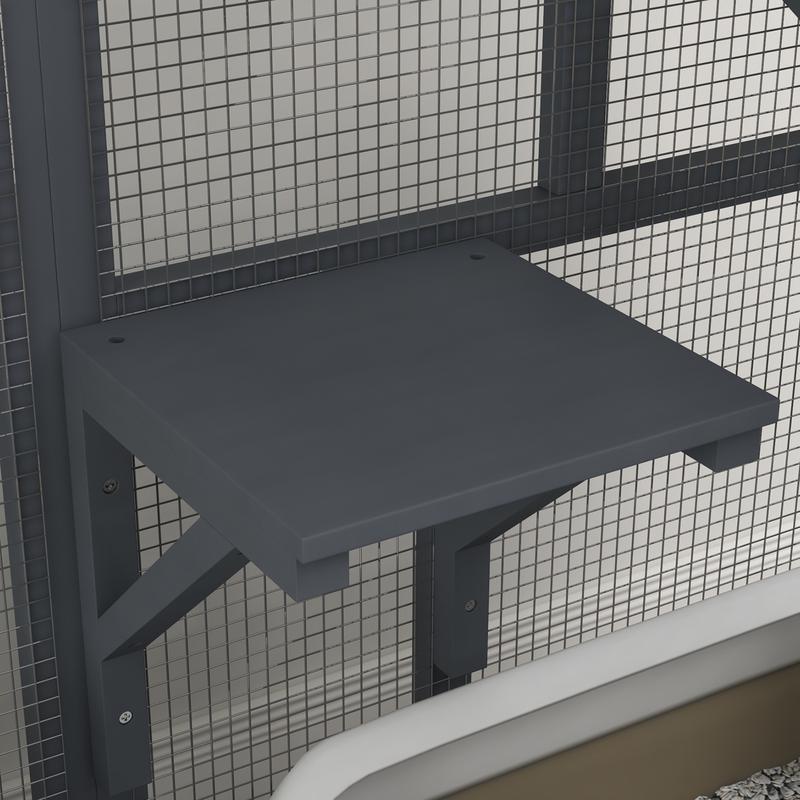 Product Introduction of Cat Cage House, Catio Cat Outdoor Enclosure on Wheels, Weather-Resistant Wooden Kitty Cage with Platforms, Hammock, 100L x 60W x 110Hcm - Light Grey 10