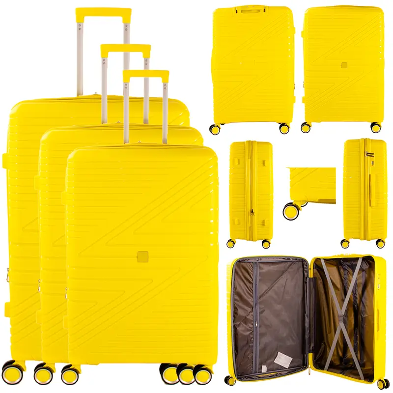 Wow Travel Set of 3 Hard Case Luggage Trolley Suitcase with 4 Spinner Wheels Patterned Durable 8