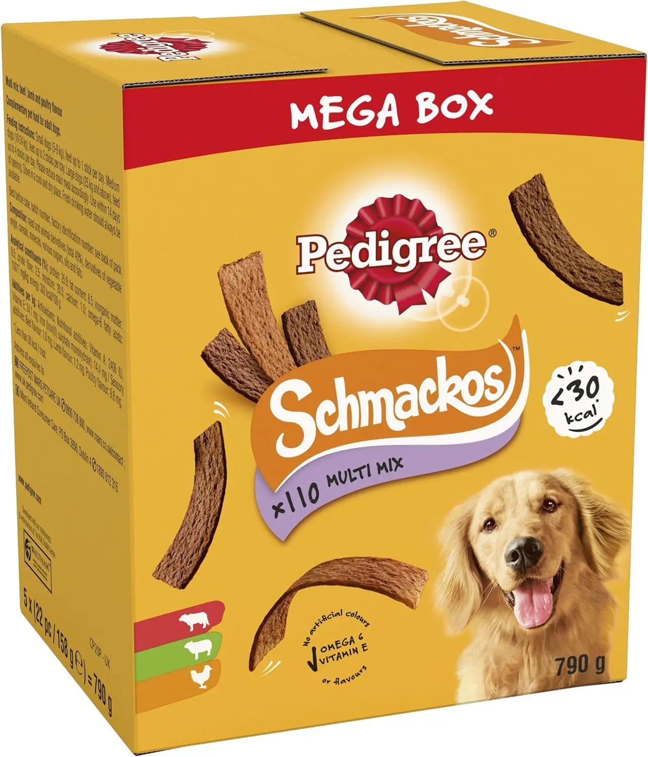 Pedigree Schmackos Mega Pack - 110 Beef-Flavored Dog Treat Strips, Multipack Snacks for Dogs