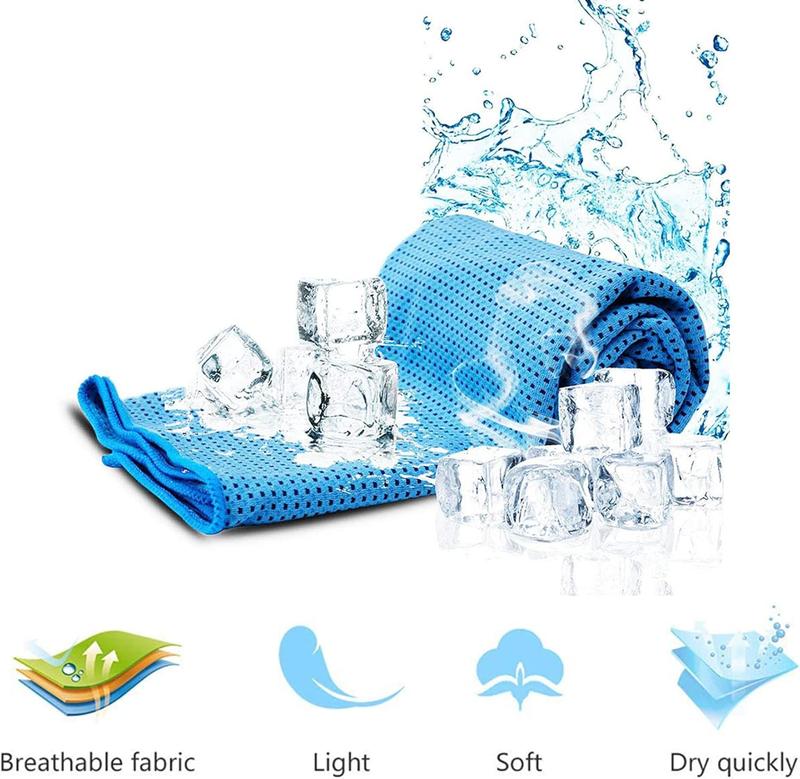 iJiZuo Cooling Towel, Sky Blue, Ice Cold Sports Sweat Towel for Yoga, Golf, Gym, Camping, Running, Workout, Double-Sided Soft Polyester, Sensitive Skin Friendly, 100 x 30cm Bamboo Cover Outdoors Pack 3
