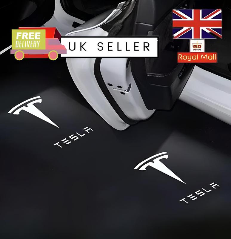 2Pcs Tesla Car Door Projector Light LED Logo Projector for Model 3/S/X/Y 1