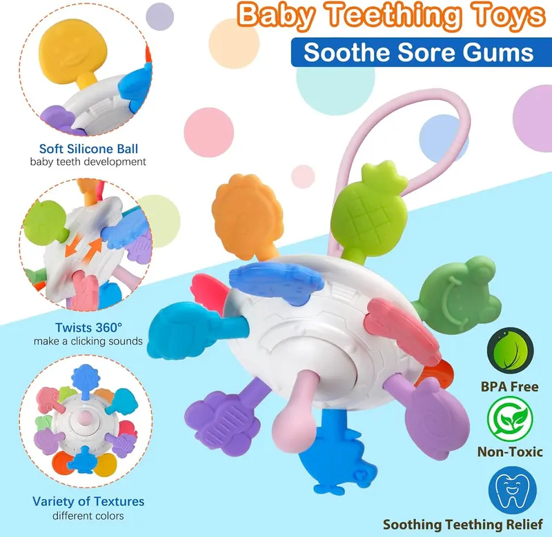 Baby Toys, Montessori Toys for Babies | Food-Grade Silicone - Sensory - Stacking - Shape Sorter - Blocks Cube - Developmental Toys 2