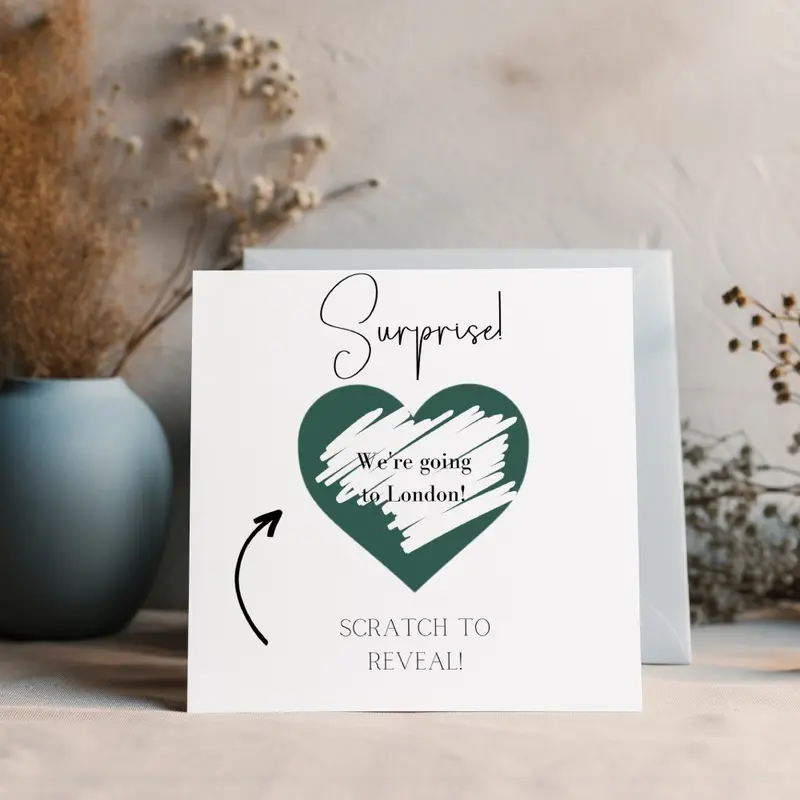 Personalised Surprise Scratch Off Card - Premium Quality 6x6 Card with White Envelope 4