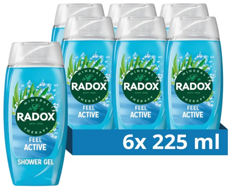 Mineral Therapy Feel Active Shower Gel with Sea Salt & Lemongrass Scent - 225ml (Pack of 6)