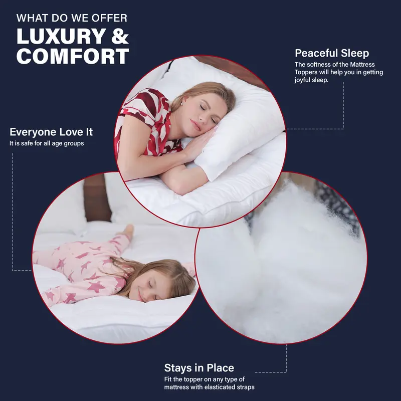 Super Soft Mattress Topper 10cm Deep Luxury Hotel-Quality Washable Non-Allergenic Super Absorbent Comfort at Home Super Soft & Plush Box Stitched Quilted Bed Topper with 4 Corner Strap Available in ALL UK Sizes Money Back Guarantee 2