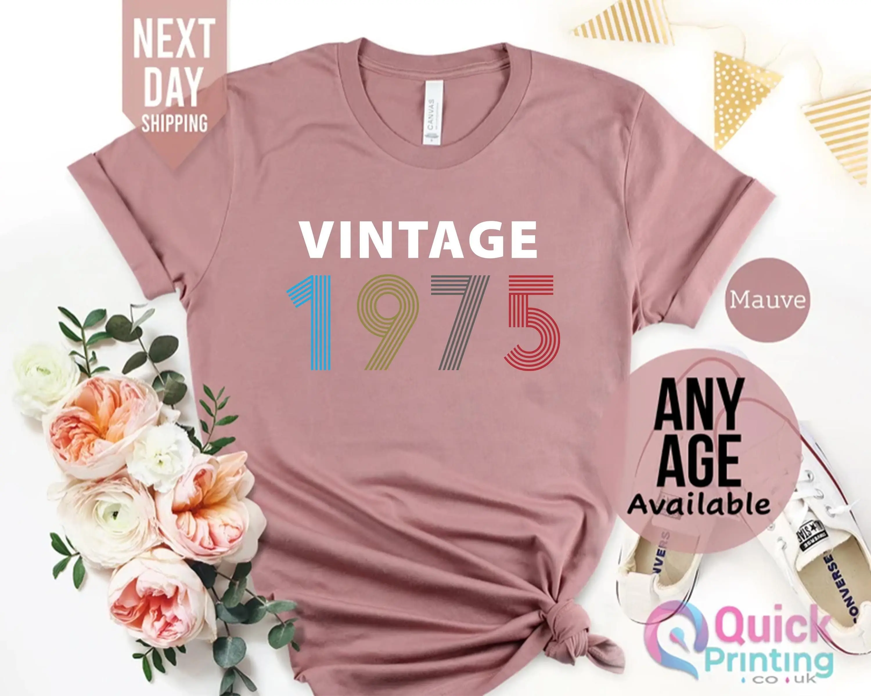 1975 Birthday T-shirt Uk 50th Birthday Gifts For Women 50th Birthday T-shirt Vintage 1975 Birthday Shirt Birthday Gift For Mum Grandpa