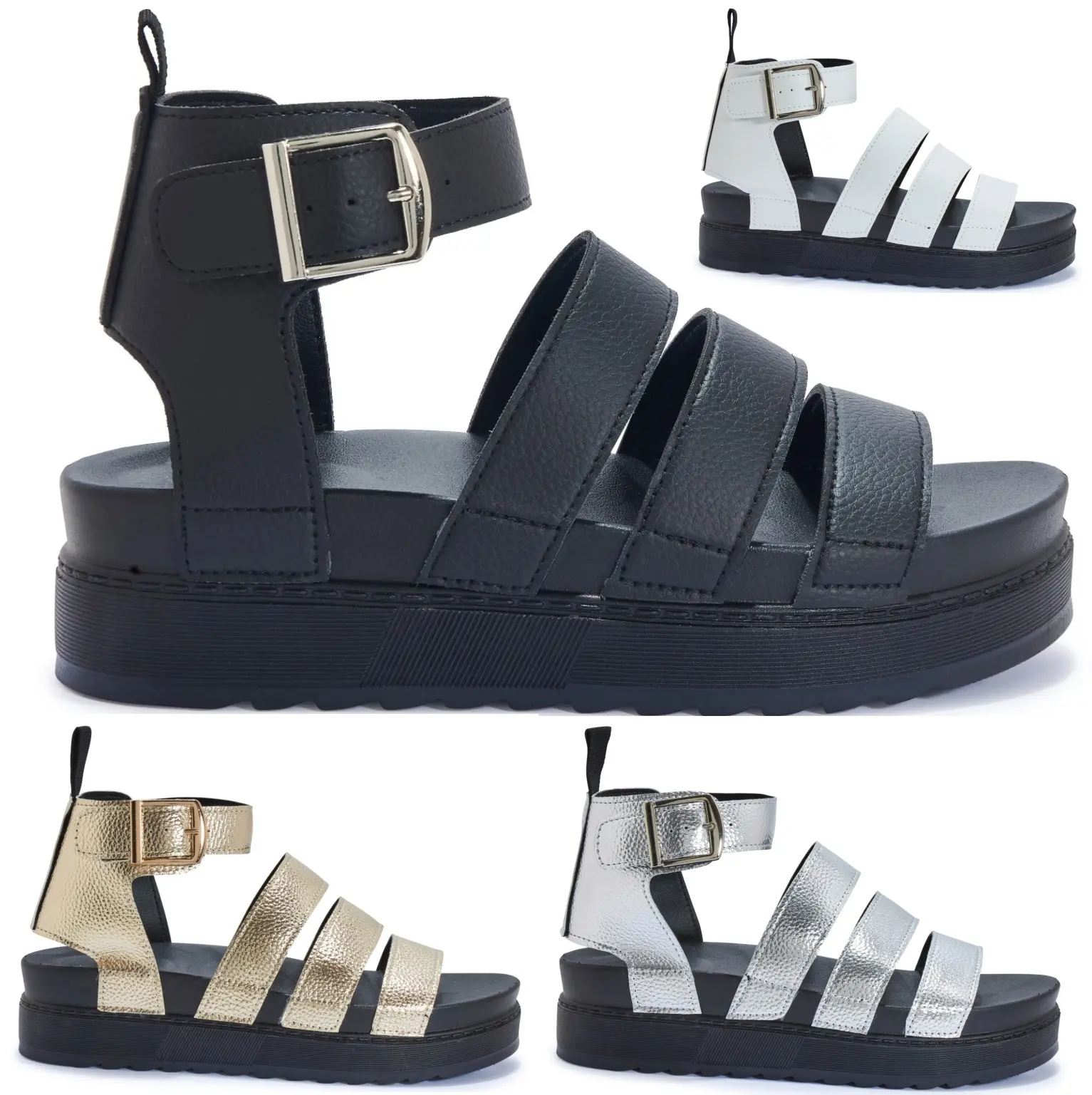 LADIES WOMENS FLATFORM GLADIATOR PLATFORM CHUNKY SOLE STRAPPY SUMMER SANDALS SZ Walking Shoes Comfort Black Hip Footwear Girl flat  sandals flip  flops  women