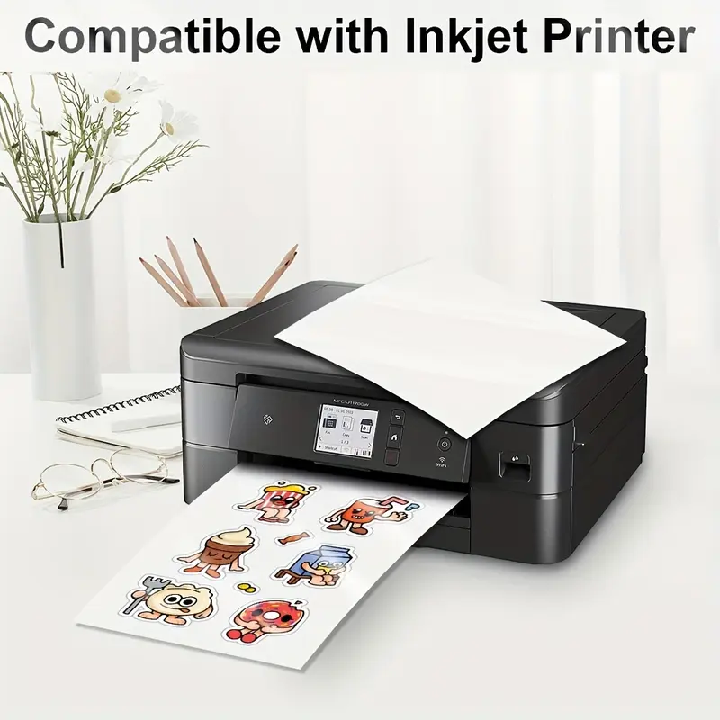 10pcs A4 Sticker Printer Paper Inkjet Printer Label Sheet Water Resistant No Smudge 0