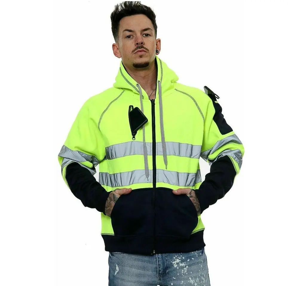 LUXE DIVA Hi-Viz Jacket – 3-Zip Hoodie with 4 Pockets | Stay Safe & Stylish at Work or Play