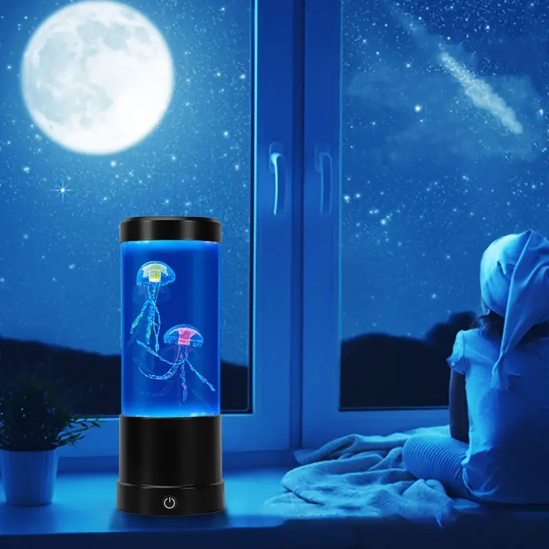 Jellyfish Lamp LED Night Light Color Changing Mood Improving Lamp Home Decoration Lights Aquarium Birthday Gift for Kids USB Charging and battery powered 3