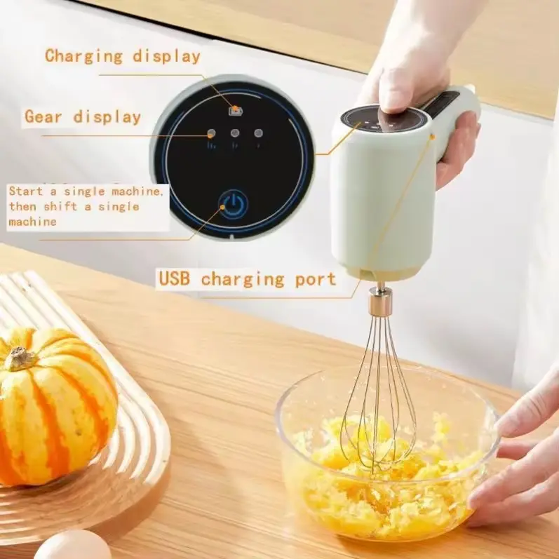 Electric Hand Mixer with USB Charging for Home Use - Cordless Kitchen Mixer for Milk Frother and Egg Beater