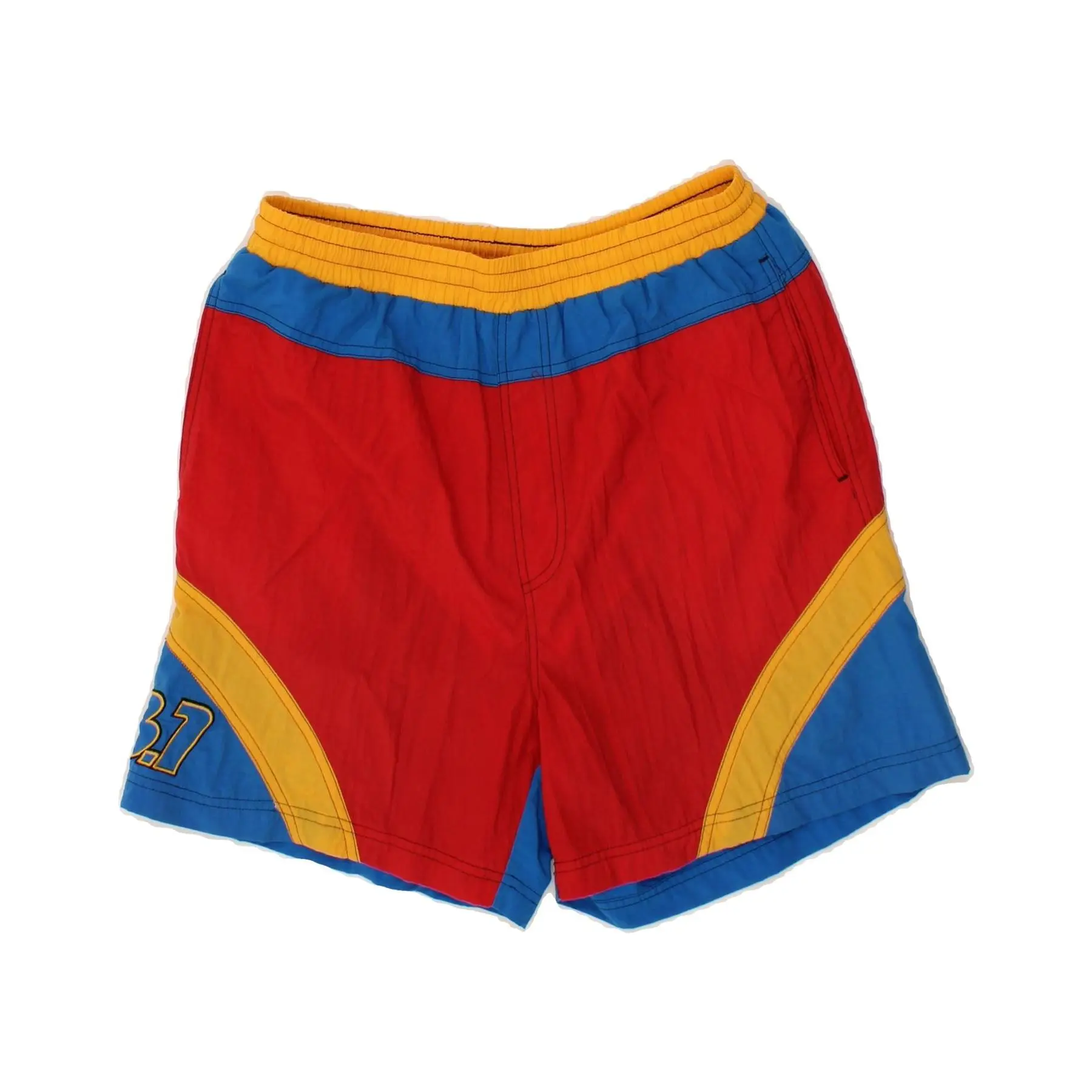 Pre-Owned Vintage LOTTO Mens Graphic Swimming Shorts UK 40/42 Large  Red Colourblock