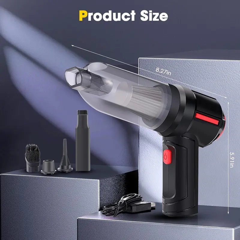 DIYARTS 3-in-1 Computer Vacuum Cleaner, Electronics Compressed Air Duster Blower, Portable Handheld Vacuum Cleaner, Rechargeable, Cordless Mini Keyboard Cleaner Kit for PC Computer Desk Car 1