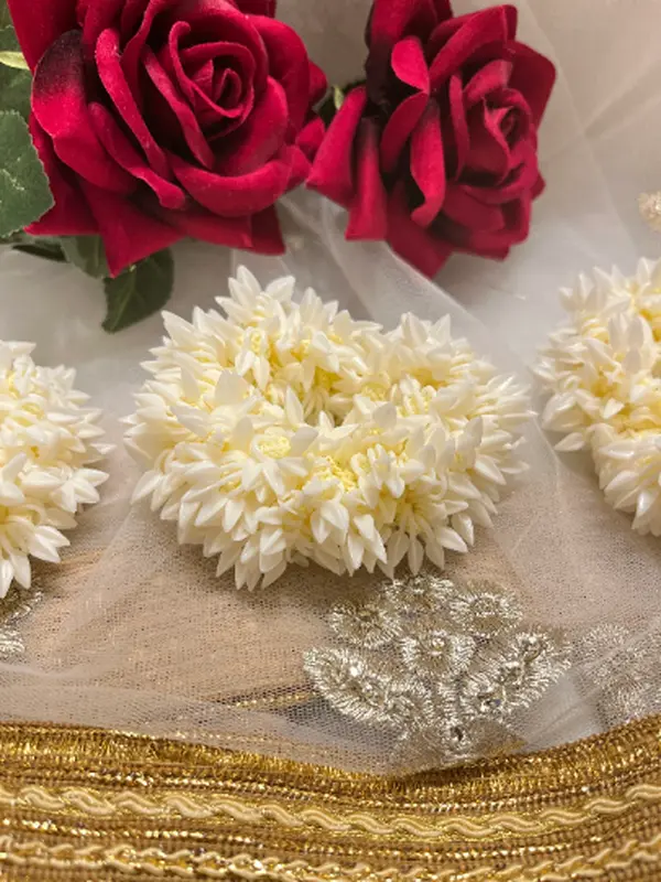 Jasmine Scented Long Floral Hair Tie Gajra Mogra Artificial Flowers