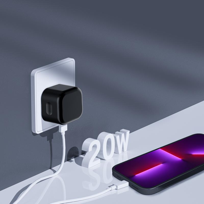 Fast Charger Plug with 20W UK Multiple Wall Charging Multiport Mains Power Adapter for 16/16 Plus/15 Pro Max/14/14 Pro Max/13 Pro Max/12 Mini/SE 2022,iPad, Air Pods Pro,Galaxy S24 Z Fold 6/ Flip 6 Pixel 9a, Dual Ports USB C Mains Adapter (Black) 5