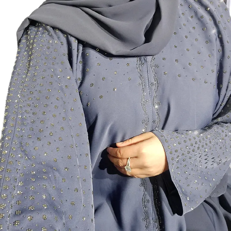 Blossom Batwing Abaya with Matching Hijab and Belt - 3 Piece Set - Lavender 1