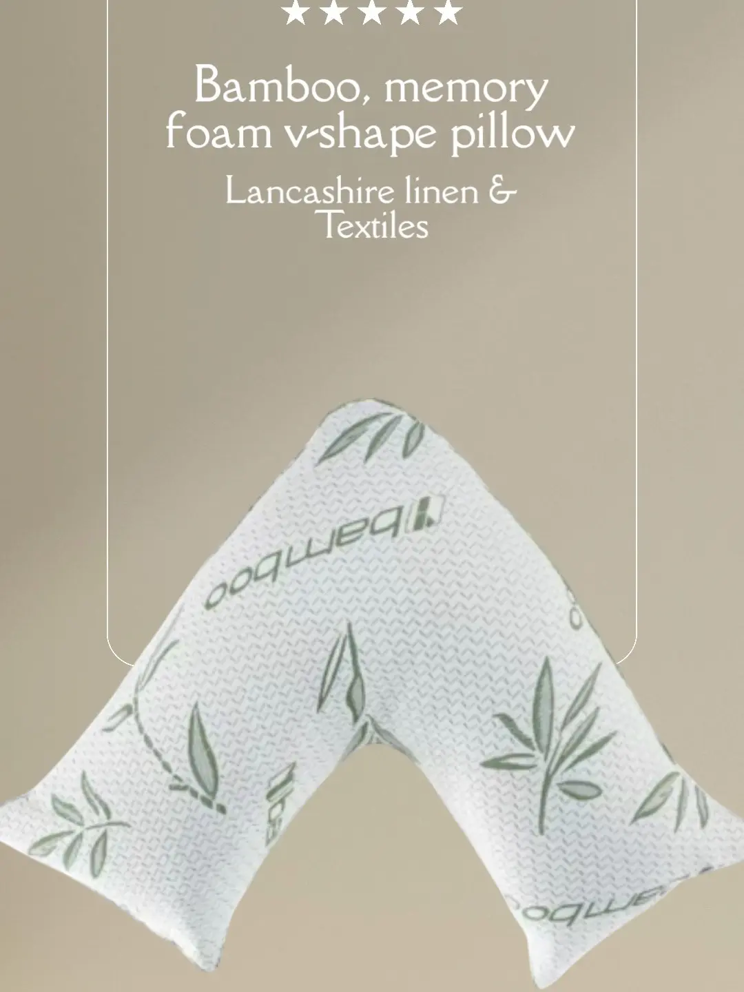 V-Shaped Memory Foam Pillow with Bamboo Cover - Hypoallergenic Neck Support