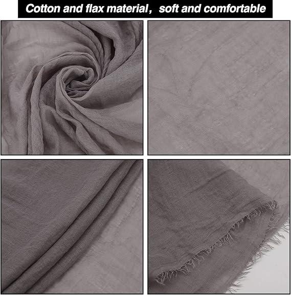 Women Scarf Shawl for All Season, Solid Color Cotton Linen Scarf, Long Hijab Scarves for Women, Head Wrap, Soft Scarf Shawl 2