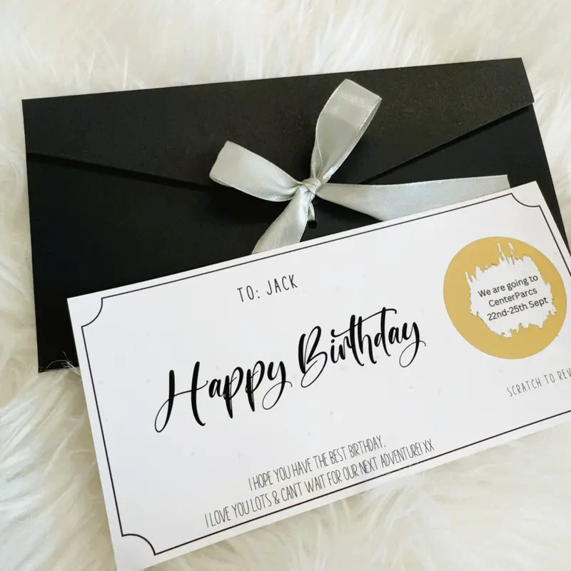 Customisable Birthday Surprise Scratch Card, Personalised Gift Card for Any Occasion, Luxury Gift Envelope, Scratch and Reveal Personalised Bday Surprise 6