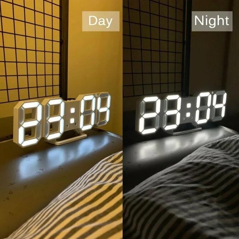 3D LED Digital Clock Table Wall Electronic Alarm Display Dimmer Modern Clocks UK Decor 5