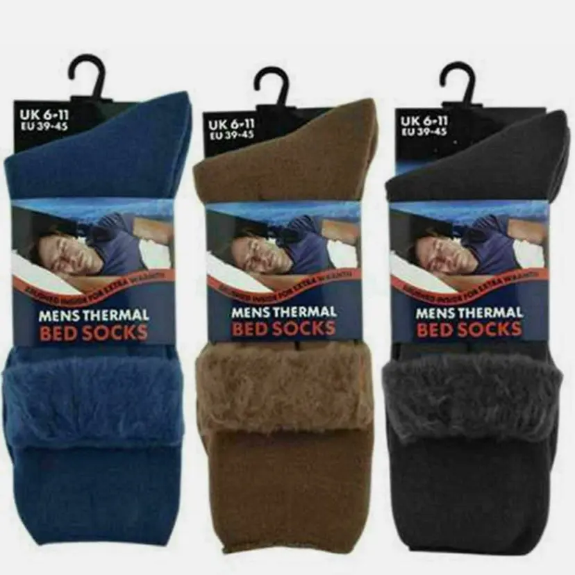 3,6 and 12 Pairs Men Bed Socks Lounge Socks Thick Warm Winter Cosy Feet Brushed Thermal Fleece