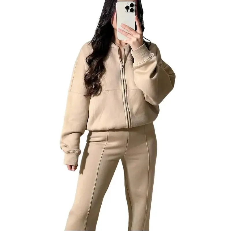 Love On Replay Bomber Jacket And Straight Leg Jogger Loungewear Set Casual Comfort Fabric Womenswear Fashion Adjustable Breathable Chic Comfortable Clothing Day Drawstring Everyday Pockets Polyester Ribbed Soft 0