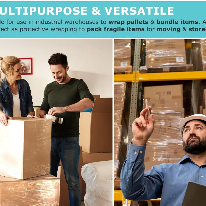 Pallet Stretch Shrink Wrap Roll (400mm x 250m) - Pick Qty & Colour - Heavy Duty Pallet Wrap, Industrial Stretch Wrap, Packaging Cling Film, Strong Plastic Wrap, Luggage Wrap (Clear, 1 Roll) 3