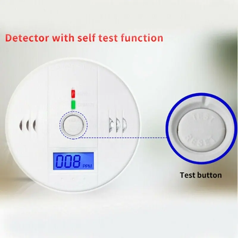 2x Carbon Gas Detector Warning Alarm Sensor LED Digital Battery Powered New 2024 2